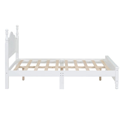 Cadre de lit plateforme Rétro en bois massif Grand lit/Lit double – 23 cm de rangement sous le lit