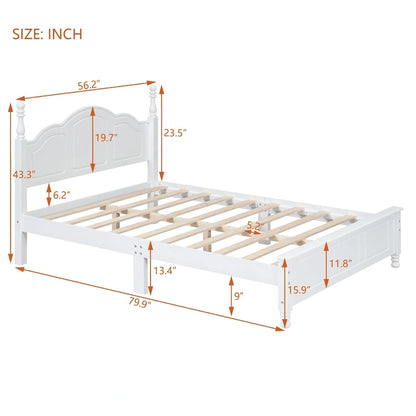Cadre de lit plateforme Rétro en bois massif Grand lit/Lit double – 23 cm de rangement sous le lit