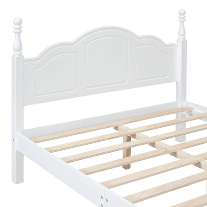 Cadre de lit plateforme Rétro en bois massif Grand lit/Lit double – 23 cm de rangement sous le lit