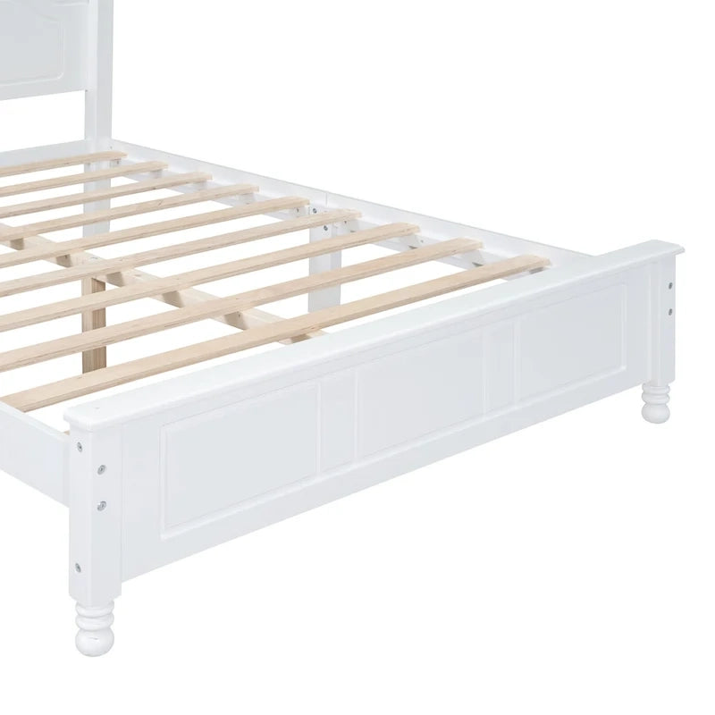 Cadre de lit plateforme Rétro en bois massif Grand lit/Lit double – 23 cm de rangement sous le lit
