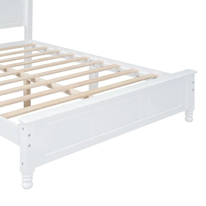 Cadre de lit plateforme Rétro en bois massif Grand lit/Lit double – 23 cm de rangement sous le lit