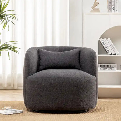 Fauteuil pivotant à 360° en tissu bouclé de 86 cm avec oreiller lombaire