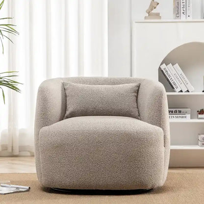 Fauteuil pivotant à 360° en tissu bouclé de 86 cm avec oreiller lombaire