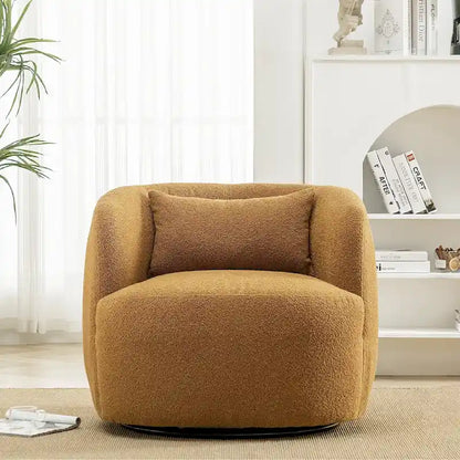 Fauteuil pivotant à 360° en tissu bouclé de 86 cm avec oreiller lombaire