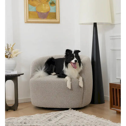 Fauteuil pivotant à 360° en tissu bouclé de 86 cm avec oreiller lombaire