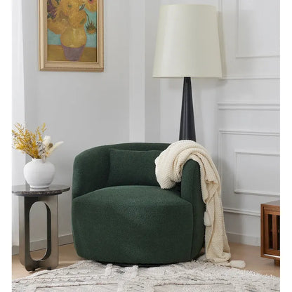 Fauteuil pivotant à 360° en tissu bouclé de 86 cm avec oreiller lombaire