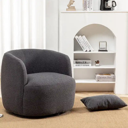 Fauteuil pivotant à 360° en tissu bouclé de 86 cm avec oreiller lombaire