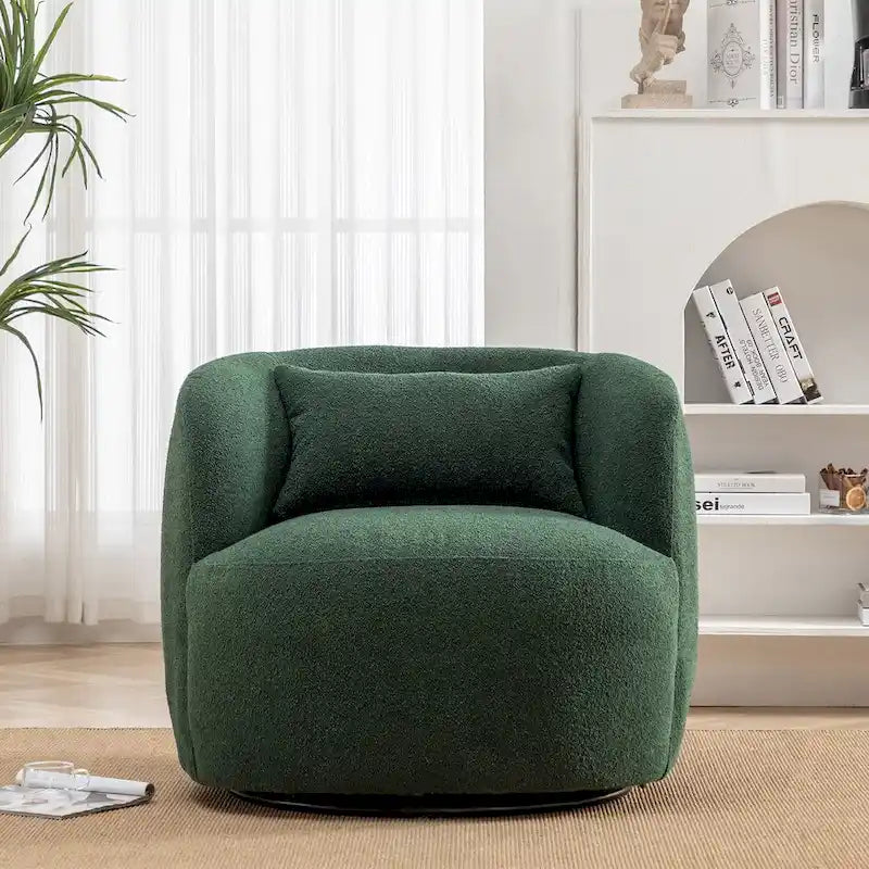 Fauteuil pivotant à 360° en tissu bouclé de 86 cm avec oreiller lombaire