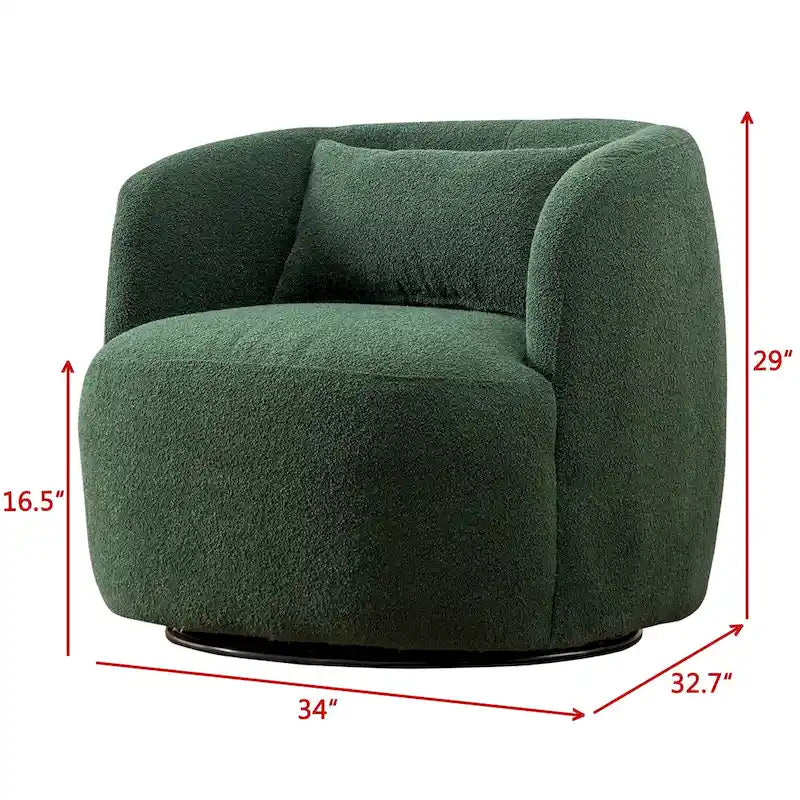 Fauteuil pivotant à 360° en tissu bouclé de 86 cm avec oreiller lombaire