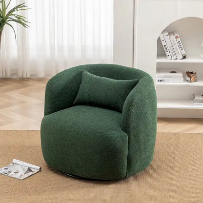 Fauteuil pivotant à 360° en tissu bouclé de 86 cm avec oreiller lombaire