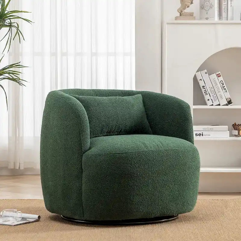 Fauteuil pivotant à 360° en tissu bouclé de 86 cm avec oreiller lombaire