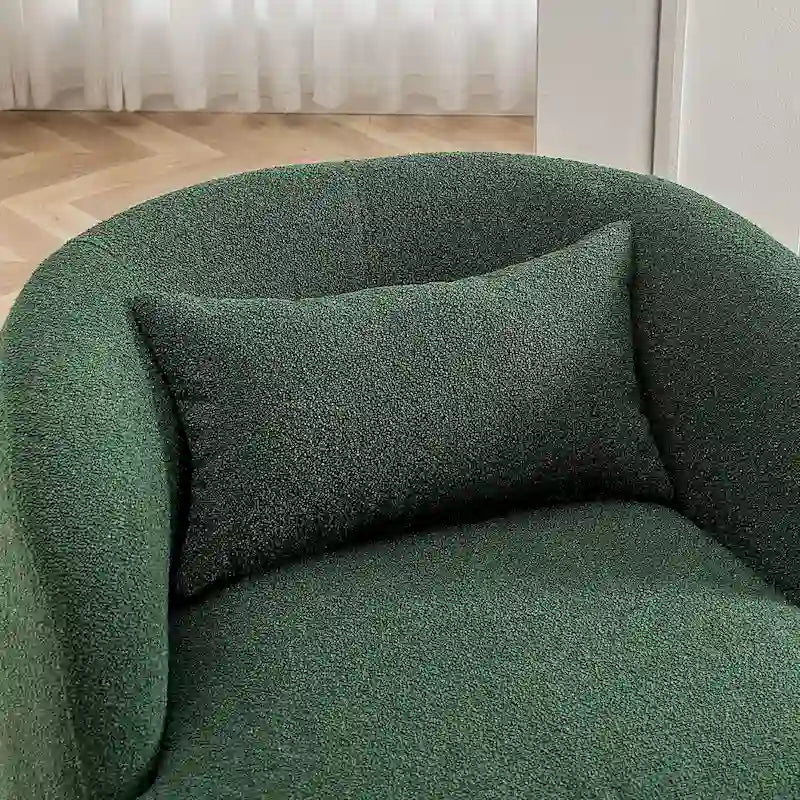 Fauteuil pivotant à 360° en tissu bouclé de 86 cm avec oreiller lombaire