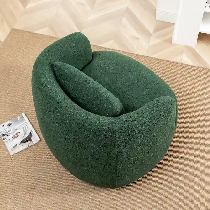 Fauteuil pivotant à 360° en tissu bouclé de 86 cm avec oreiller lombaire
