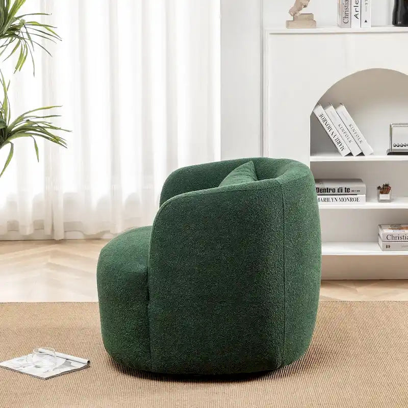 Fauteuil pivotant à 360° en tissu bouclé de 86 cm avec oreiller lombaire