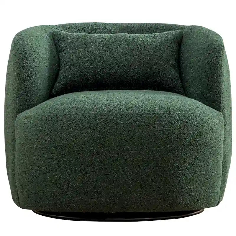 Fauteuil pivotant à 360° en tissu bouclé de 86 cm avec oreiller lombaire