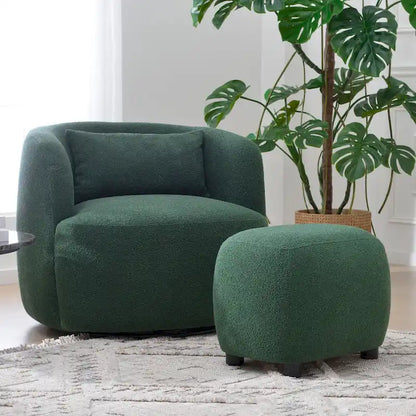 Fauteuil pivotant à 360° en tissu bouclé de 86 cm avec oreiller lombaire