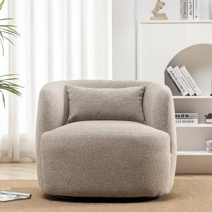 Fauteuil pivotant à 360° en tissu bouclé de 86 cm avec oreiller lombaire
