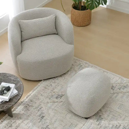 Fauteuil pivotant à 360° en tissu bouclé de 86 cm avec oreiller lombaire