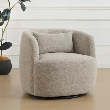 Fauteuil pivotant à 360° en tissu bouclé de 86 cm avec oreiller lombaire