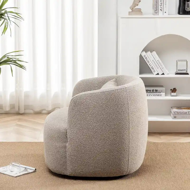 Fauteuil pivotant à 360° en tissu bouclé de 86 cm avec oreiller lombaire