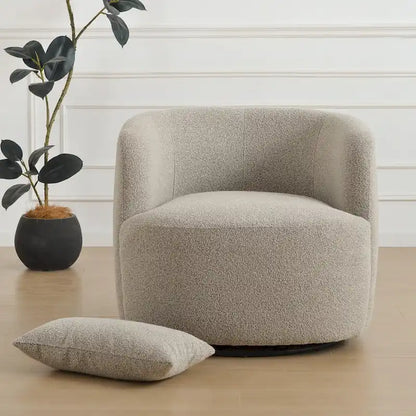 Fauteuil pivotant à 360° en tissu bouclé de 86 cm avec oreiller lombaire