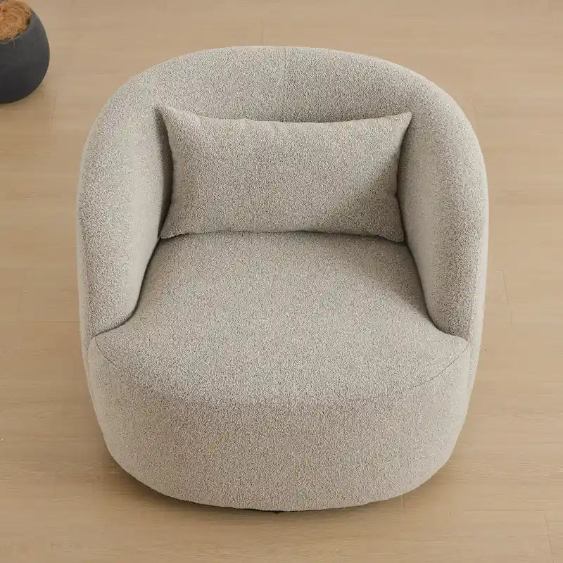 Fauteuil pivotant à 360° en tissu bouclé de 86 cm avec oreiller lombaire