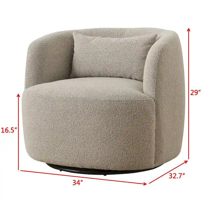 Fauteuil pivotant à 360° en tissu bouclé de 86 cm avec oreiller lombaire