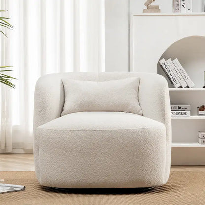 Fauteuil pivotant à 360° en tissu bouclé de 86 cm avec oreiller lombaire