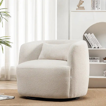 Fauteuil pivotant à 360° en tissu bouclé de 86 cm avec oreiller lombaire
