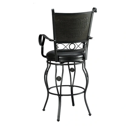Tabouret de bar pivotant grand format avec siège en similicuir – Capacité de 181 kg, noir mat, hauteur d'assise 76 cm
