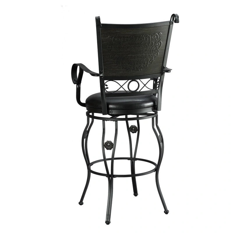 Tabouret de bar pivotant grand format avec siège en similicuir – Capacité de 181 kg, noir mat, hauteur d'assise 76 cm