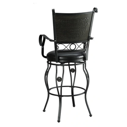 Tabouret de bar pivotant grand format avec siège en similicuir – Capacité de 181 kg, noir mat, hauteur d'assise 76 cm
