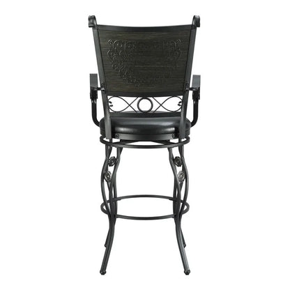 Tabouret de bar pivotant grand format avec siège en similicuir – Capacité de 181 kg, noir mat, hauteur d'assise 76 cm
