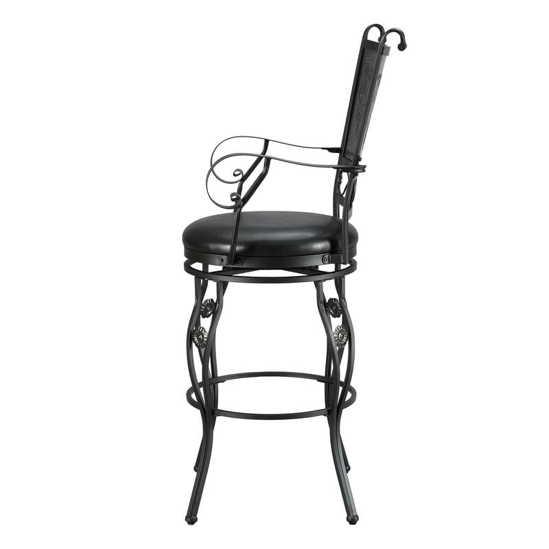 Tabouret de bar pivotant grand format avec siège en similicuir – Capacité de 181 kg, noir mat, hauteur d'assise 76 cm