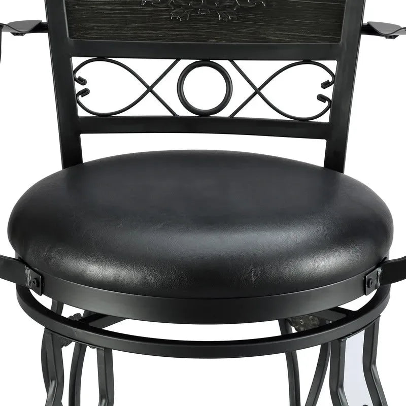 Tabouret de bar pivotant grand format avec siège en similicuir – Capacité de 181 kg, noir mat, hauteur d'assise 76 cm