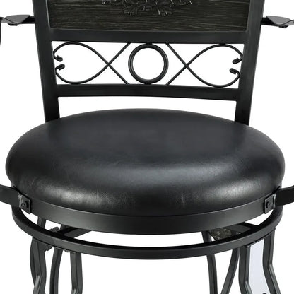 Tabouret de bar pivotant grand format avec siège en similicuir – Capacité de 181 kg, noir mat, hauteur d'assise 76 cm