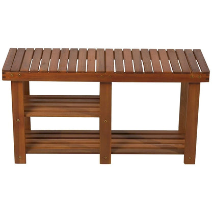 Banc d'entrée 3 niveaux en bois d'acacia avec rangement à chaussures – Certifié FSC