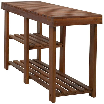 Banc d'entrée 3 niveaux en bois d'acacia avec rangement à chaussures – Certifié FSC