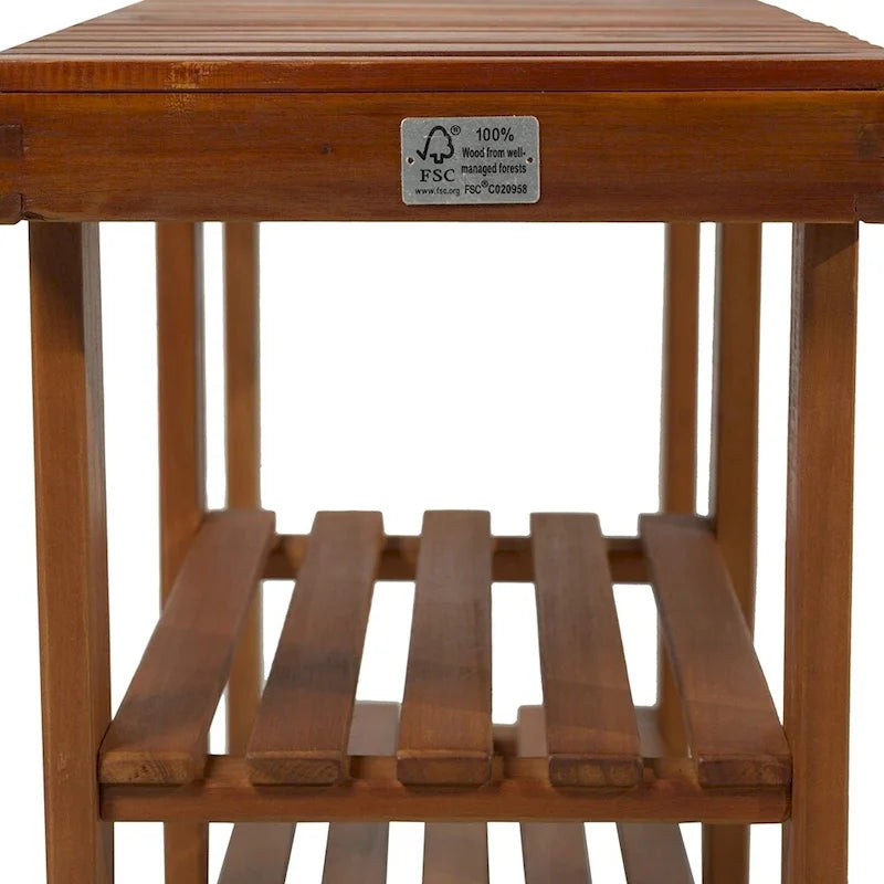 Banc d'entrée 3 niveaux en bois d'acacia avec rangement à chaussures – Certifié FSC