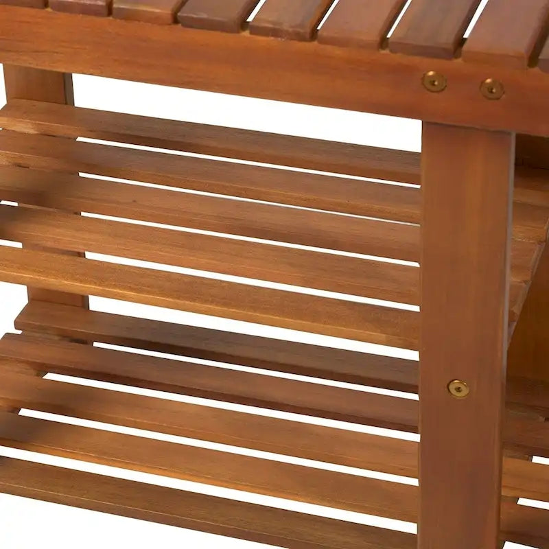 Banc d'entrée 3 niveaux en bois d'acacia avec rangement à chaussures – Certifié FSC