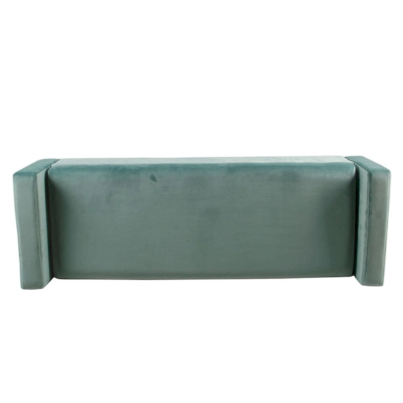 Banc de rangement en velours du milieu du siècle – Aqua clair, 122 cm