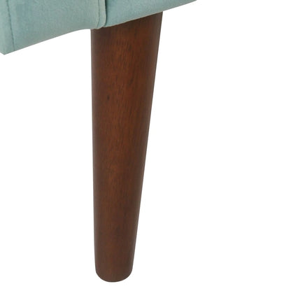 Banc de rangement en velours du milieu du siècle – Aqua clair, 122 cm