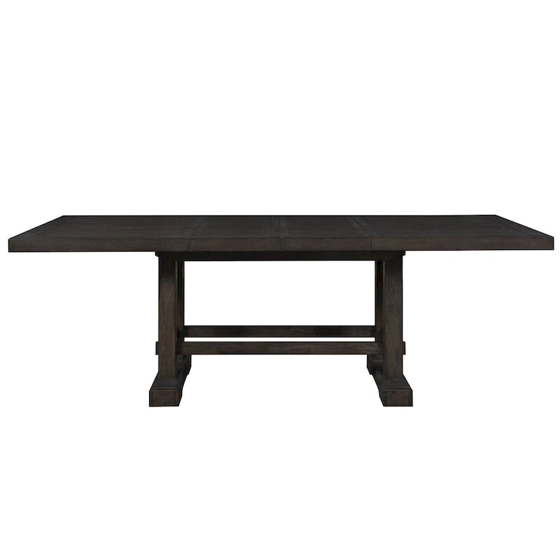 Table de salle à manger hauteur comptoir de style campagnard avec piètement à tréteaux et 2 rallonges – S'étend jusqu'à 274 cm