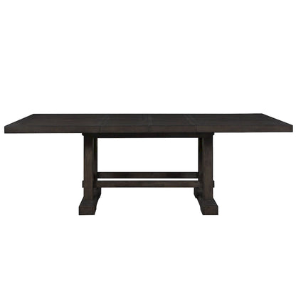 Table de salle à manger hauteur comptoir de style campagnard avec piètement à tréteaux et 2 rallonges – S'étend jusqu'à 274 cm