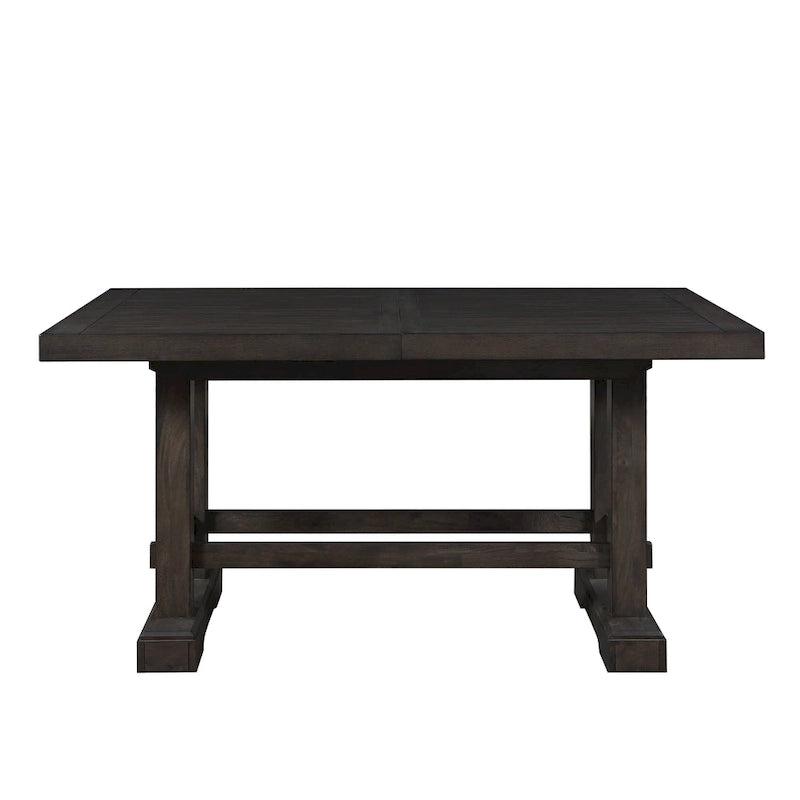Table de salle à manger hauteur comptoir de style campagnard avec piètement à tréteaux et 2 rallonges – S'étend jusqu'à 274 cm