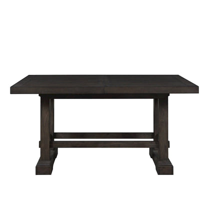 Table de salle à manger hauteur comptoir de style campagnard avec piètement à tréteaux et 2 rallonges – S'étend jusqu'à 274 cm