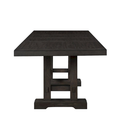 Table de salle à manger hauteur comptoir de style campagnard avec piètement à tréteaux et 2 rallonges – S'étend jusqu'à 274 cm
