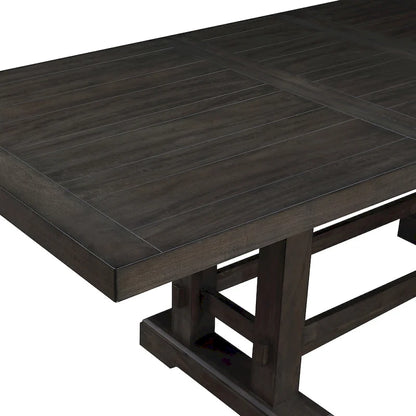 Table de salle à manger hauteur comptoir de style campagnard avec piètement à tréteaux et 2 rallonges – S'étend jusqu'à 274 cm