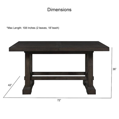 Table de salle à manger hauteur comptoir de style campagnard avec piètement à tréteaux et 2 rallonges – S'étend jusqu'à 274 cm