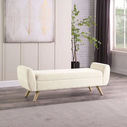 Banc de rangement moderne Sherpa avec pieds en bois – 60" de large, plusieurs couleurs